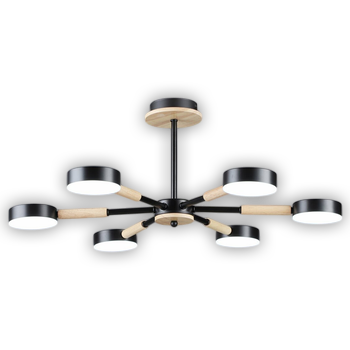 Стельова світодіодна люстра LED 3-N6351/6 BK+WOOD 3-N6351/6 BK+WOOD фото